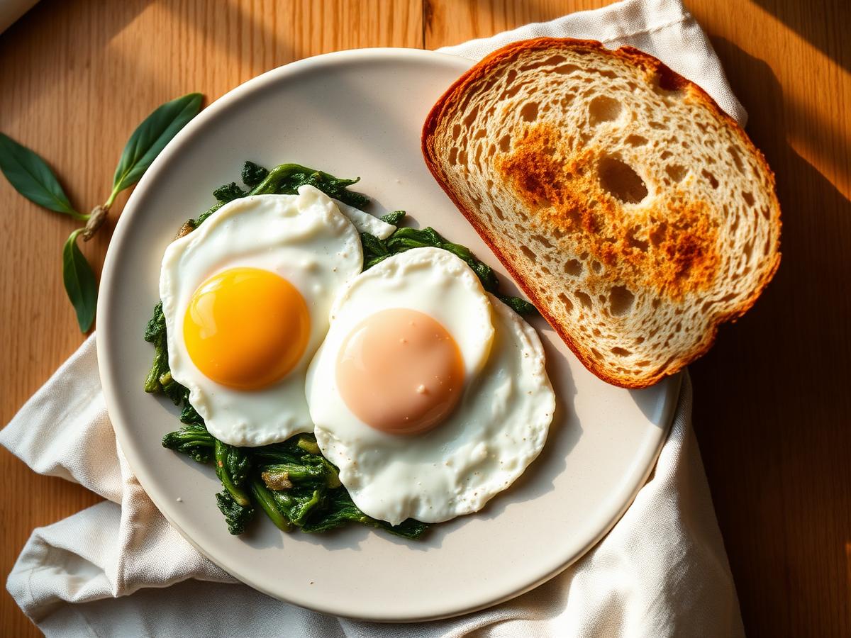 Two Eggs, Greens and Sourdough